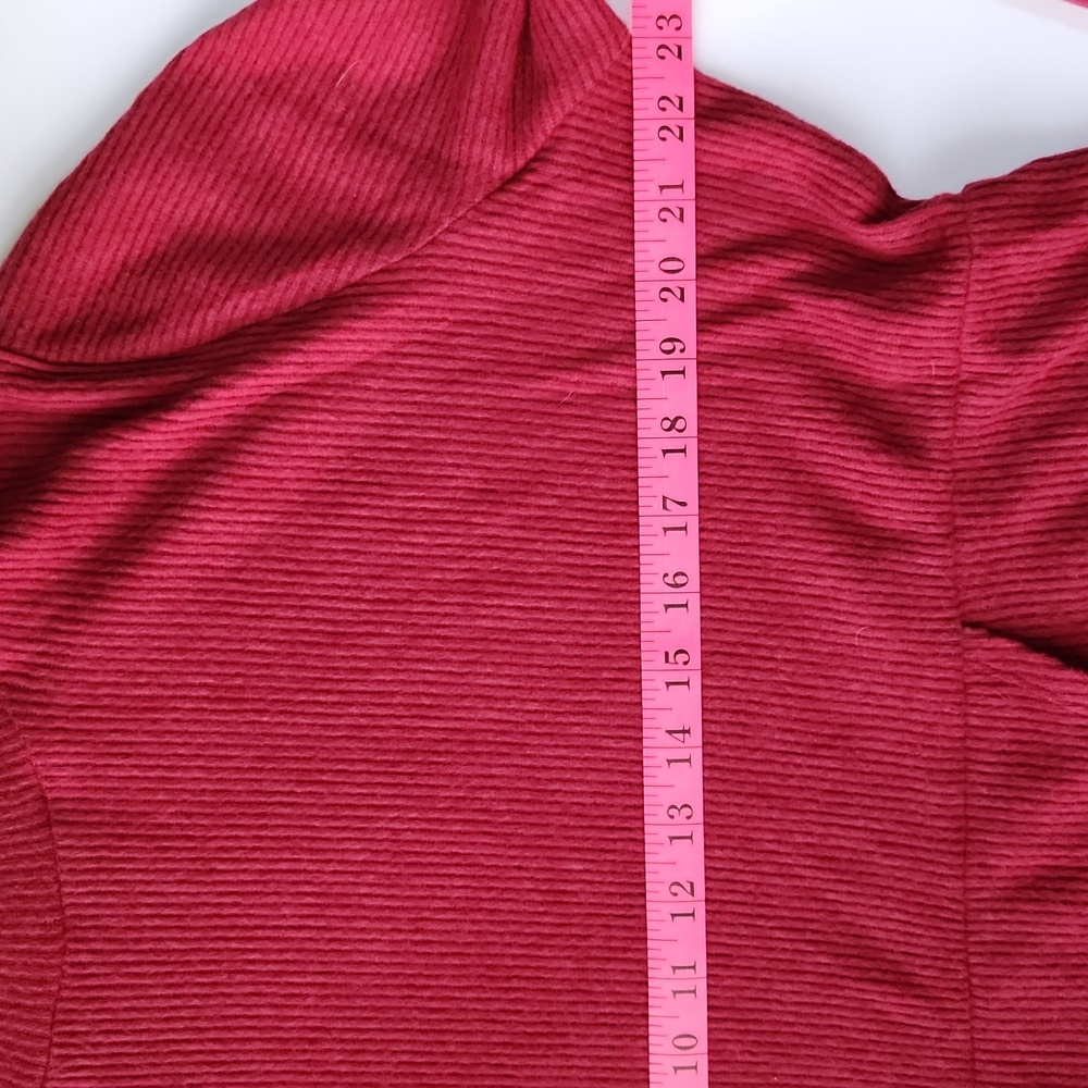 Diane Gilman DR2 Turtleneck Ribbed Cozy Split Front Pullover Top Maroon Sz XL - Picture 6 of 14